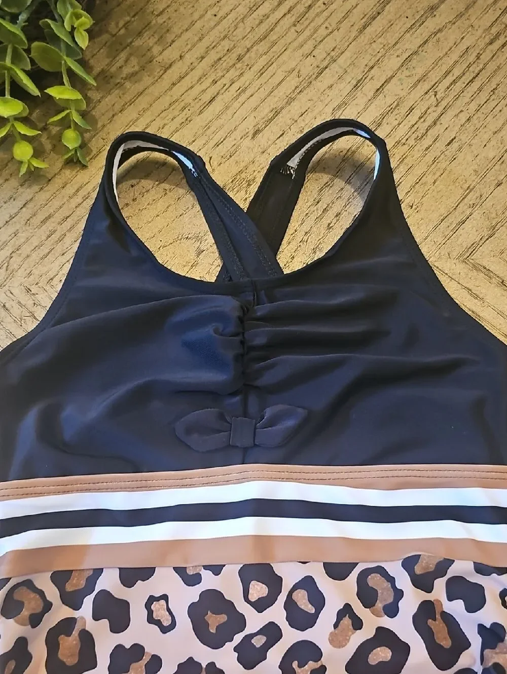 Kids Leopard Print One-Piece Swimsuit Size 7 NEW no Tag